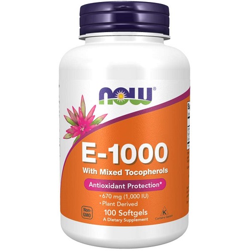 NOW Vitamin E-1000 With Mixed Tocopherols, 100 Softgels